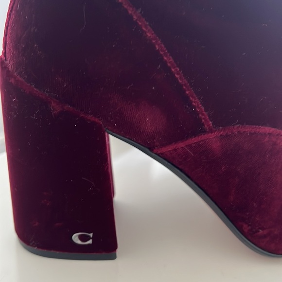 Coach Edie Velvet Bootie in Wine (Red) - Size 7.5 - Picture 8 of 9